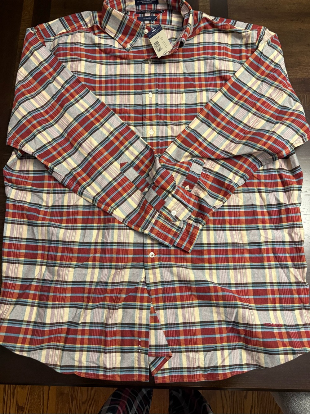 Daniel Cremieux Red, Blue & White Plaid Button-Down Shirt